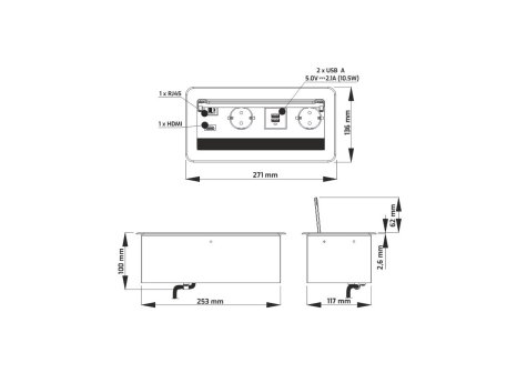 Elektro zásuvka INBOX stříbrná