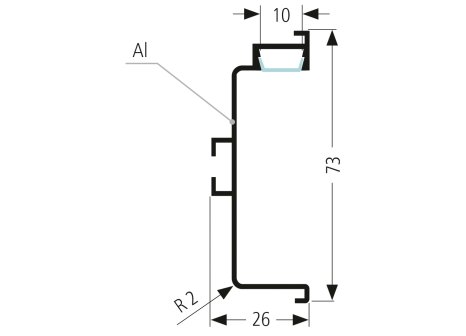 profil LED pro bezúchytkové dveře - C -2050 mm černá mat