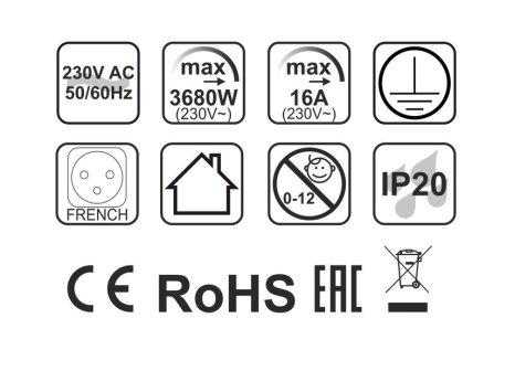 Design Light výklopná zásuvka BOX 3x 230V s 1,5 m kabelem černá
