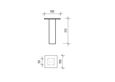Barové konzoly rovné 50x50 mm černá výška 212 mm