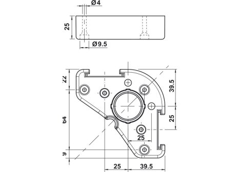 Häfele AXILO soklová nožka černá - příruba trojhranná