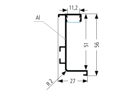 profil LED pro bezúchytkové dveře - J - 2050mm zlatá broušená