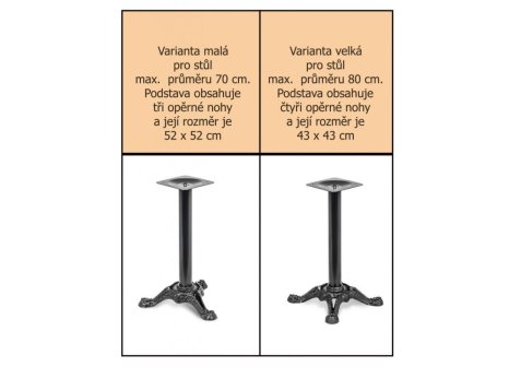 Rustikální centrální noha TRENTO 520x520 černá 720