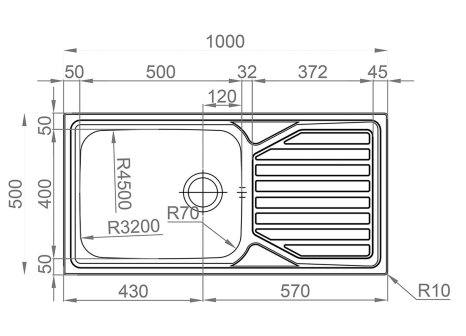 Sinks dřez OKIOPLUS 1000 V 0,7 mm leštěný