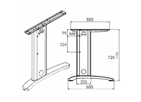 Stolová podnož kancelářská Casio 725mm,1340-1800mm šedá