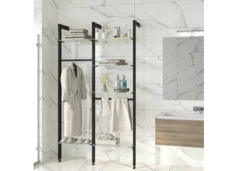 ZERO sada držáků pro hranatou šatní tyč černá mat