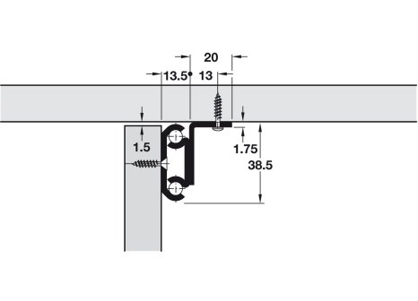 Häfele stolový výsuv pro rozkládací stůl 850 / 640 mm - 90 kg