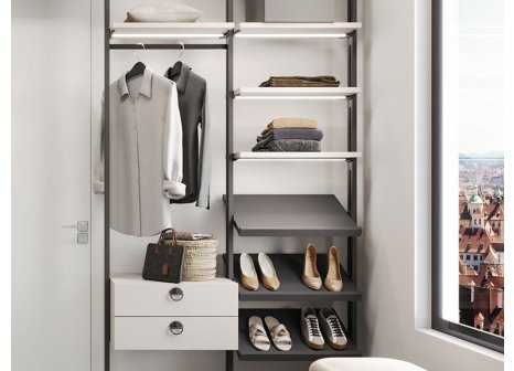 ZERO sada držáků pro hranatou šatní tyč kamenná šedá