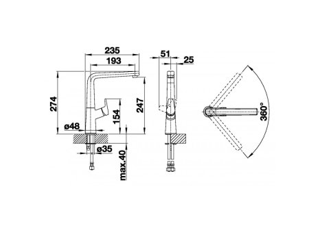 Blanco baterie Avona chrom