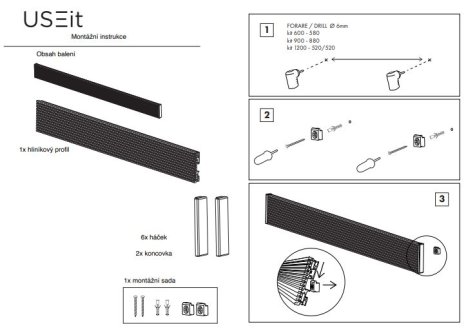 Nástěnný program Useit držák skleniček černý