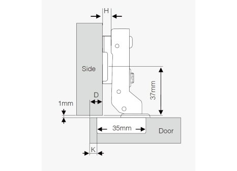 CEMUX závěs polonaložený CLIP s integrovaným tlumením, excentrem
