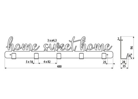 Věšák Home sweet home černý