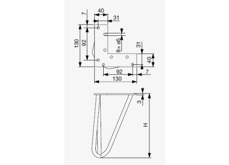 Nábytková noha drátěná GS43 černý mat výška 130 mm