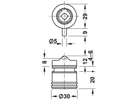 zámek Symo otočný zámek pro skleněné dveře nikl lesk - komplet