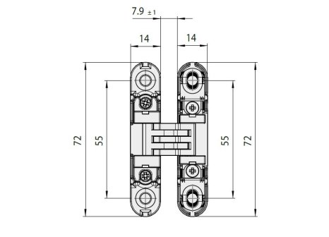 Závěs dveřní skrytý KUBICA K6100 satin chrom