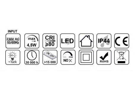 LED koupelnové světlo AMBER černé, studená bílá