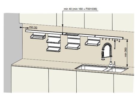 Závěsný systém police 155 mm antracit