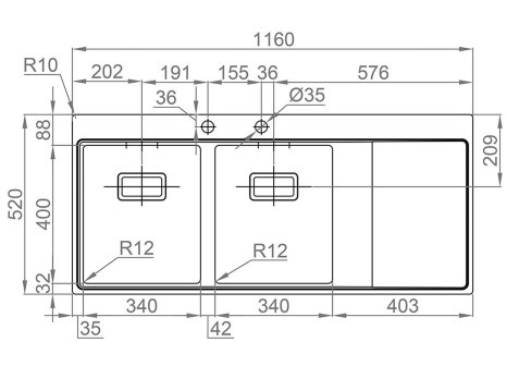 Sinks dvoudřez XERON 1160 DUO