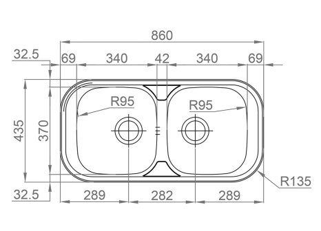 Sinks dvoudřez SEVILLA 860 DUO V 0,6 MM