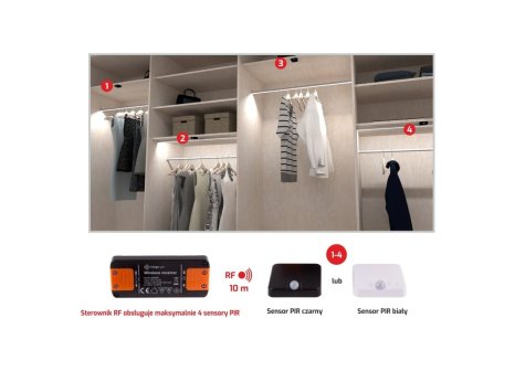 LED bezdrátový senzor DELI PIR černý samostatný