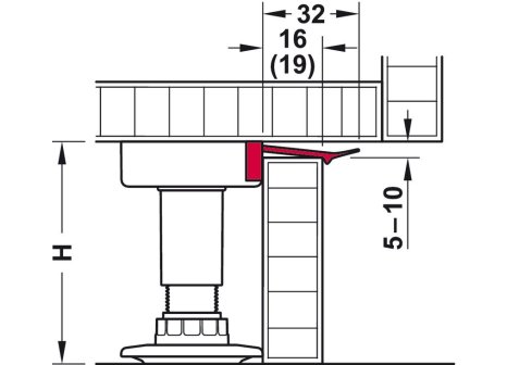 Häfele AXILO - držák soklu k nasunutí pro 19 mm