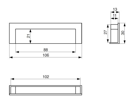 Úchytka Orinoco zápustná chrom matný 96 mm