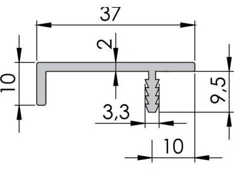 Narážecí úchytová lišta UKS-11 imitace nerezi INOX