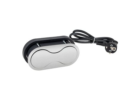 Elektro zásuvka EIGHT broušená nerez 1 x 230V + 1 x USB