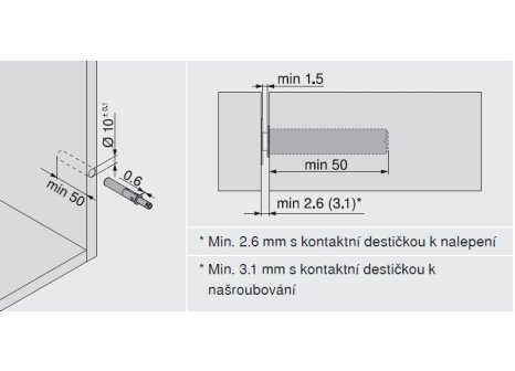 BLUM 956.1004 píst TIP-ON délka 50mm šedý