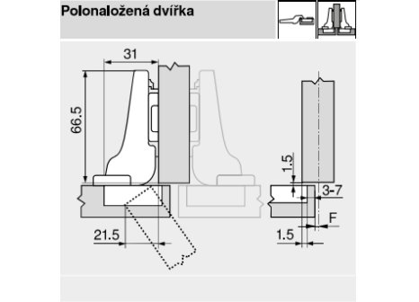 BLUM 71B3690 CLIP TOP závěs 110° polonaložený inserta s tlumením