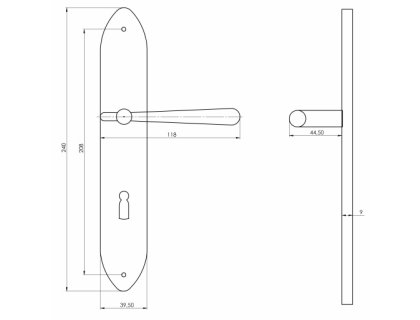 Casual štítové dveřní kování s pružinou klika/koule broušený chrom
