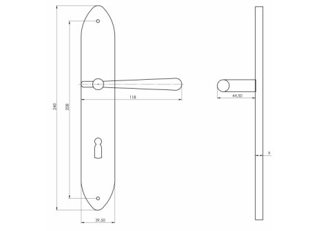 Casual štítové dveřní kování s pružinou klika/koule broušený chrom - Vložka FAB, 92 mm
