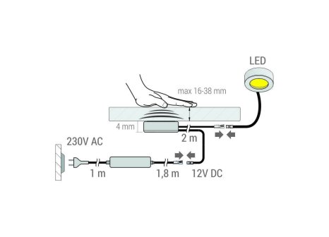 LED vypínač dotykový pod desku