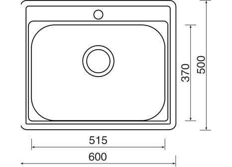 Sinks COMFORT 600 V 0,6mm matný