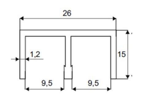 SISO Glass- lišta horní dvojitá hliník 2 m