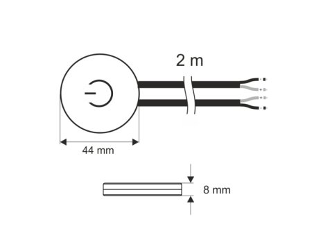 LED vypínač dotykový pod desku 38 mm