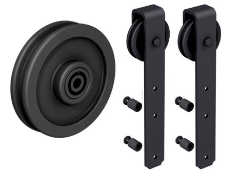 THOR GLASS sada na posuvné skleněné dveře na 100 kg černé včetně kolejnice 195 cm