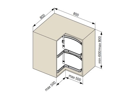 Karusel otočný 3/4 900 mm 2-koš s plným dnem grafit