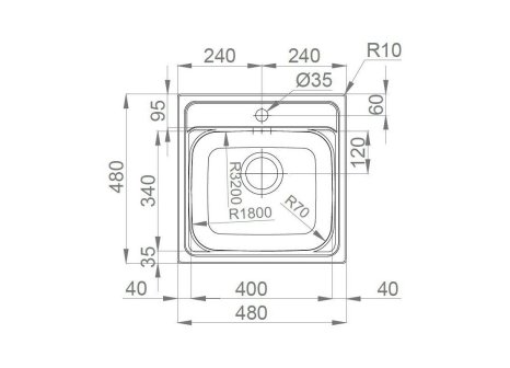 Sinks MANAUS 480 V matný 0,7 mm