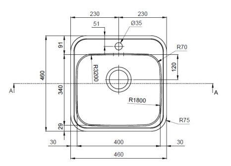 Sinks MANAUS 480 V matný 0,7 mm