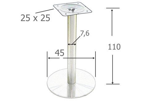 Stolová noha centrální ECO 110 - 445 broušená nerez výška 1100 mm