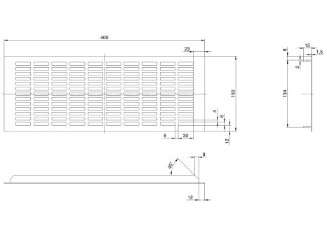 Větrací mřížka hliníková š.150 mm bílá barva