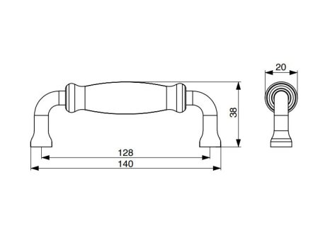 Úchytka Edita patinová hnědá/ porcelán