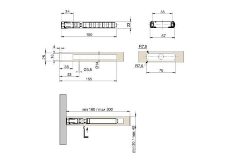 Skrytý držák polic TRIADE