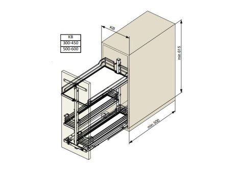KESSEBÖHMER - Dispensa Junior III rám stříbrný