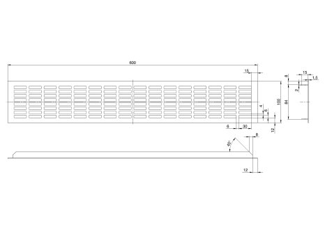 Větrací mřížka šířka 100 mm černá mat