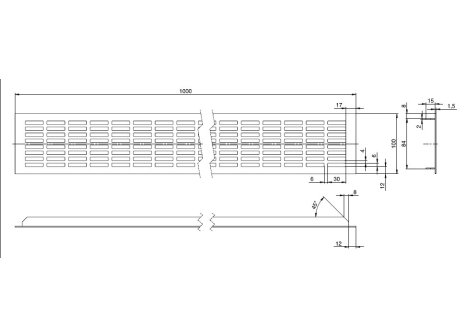 Větrací mřížka šířka 100 mm černá mat