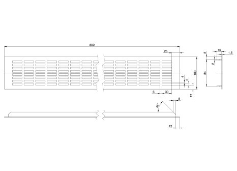 Větrací mřížka šířka 100 mm černá mat