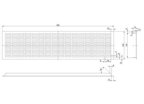 Větrací mřížka šířka 150 mm černá mat
