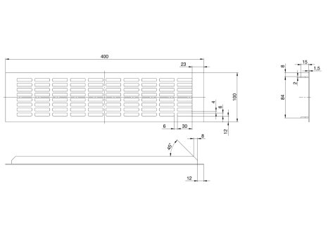 Větrací mřížka hliníková š.100 mm bílá barva